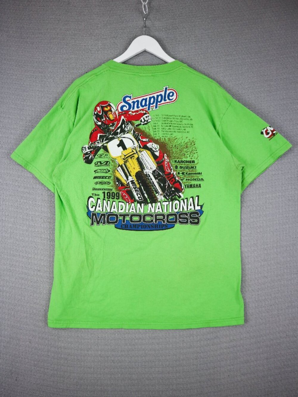 Tultex 1999 Snapple Canadian National Motocross Racing Tee Mens XL Green